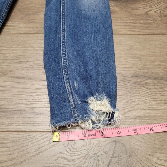 Vigoss Jeans Womens 24 Blue Stevie Crop Straight Distressed Thick Stitch 24x26 - Picture 11 of 11